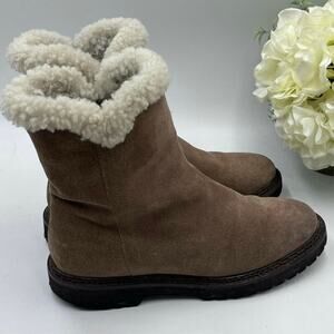 Aquatalia Brown Ankle Boots with Cream Fur Lining